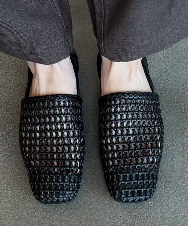 Simple Black Splicing Sandals Walking Hollow For Out Best FashionChic