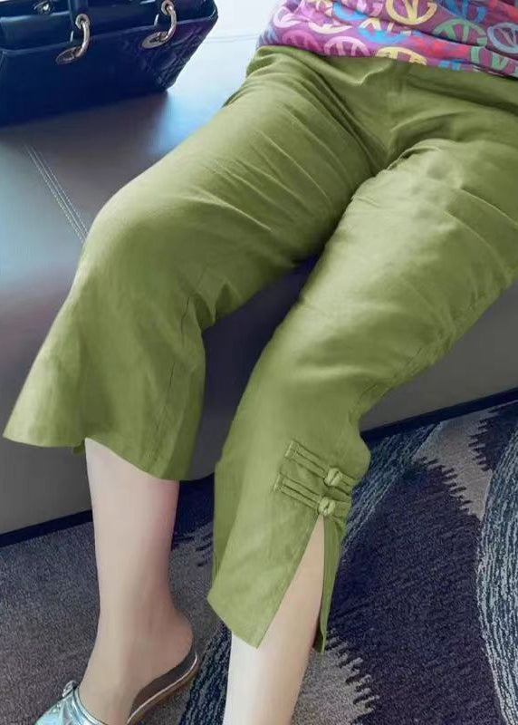Black Solid Cotton Summer Crop Pants High Waist RE012 MZF-CPTS240807