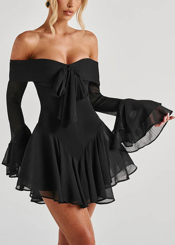 Spring Zippered Neck Solid Cotton Dresses Black Mid Slash FashionChic