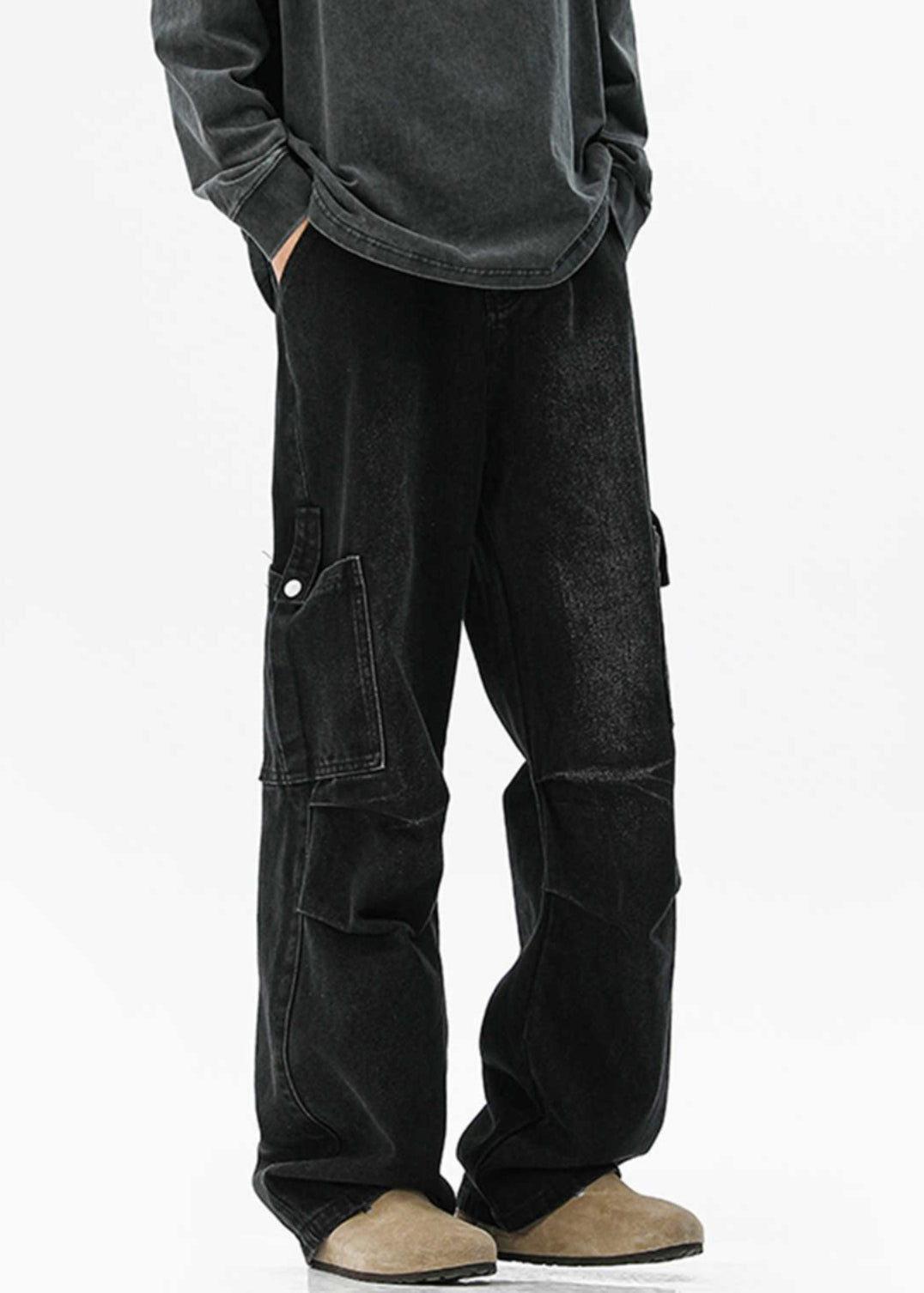 Waist Spring Men Blue Denim Design Pockets Pants Original High FashionChic