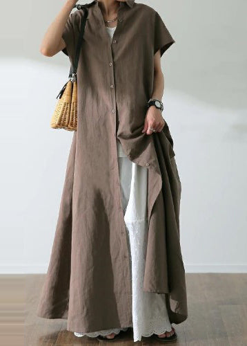 Dress Shirt Cotton Oversized Bohemian Summer Beige FashionChic