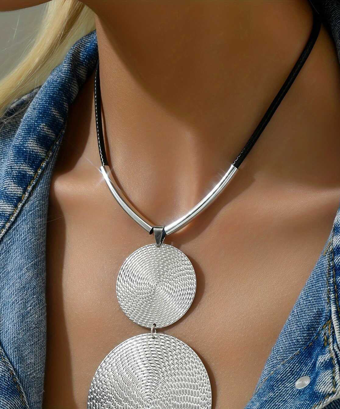 Metal Pendant Silk Bohemian Asymmetrical Necklace FashionChic