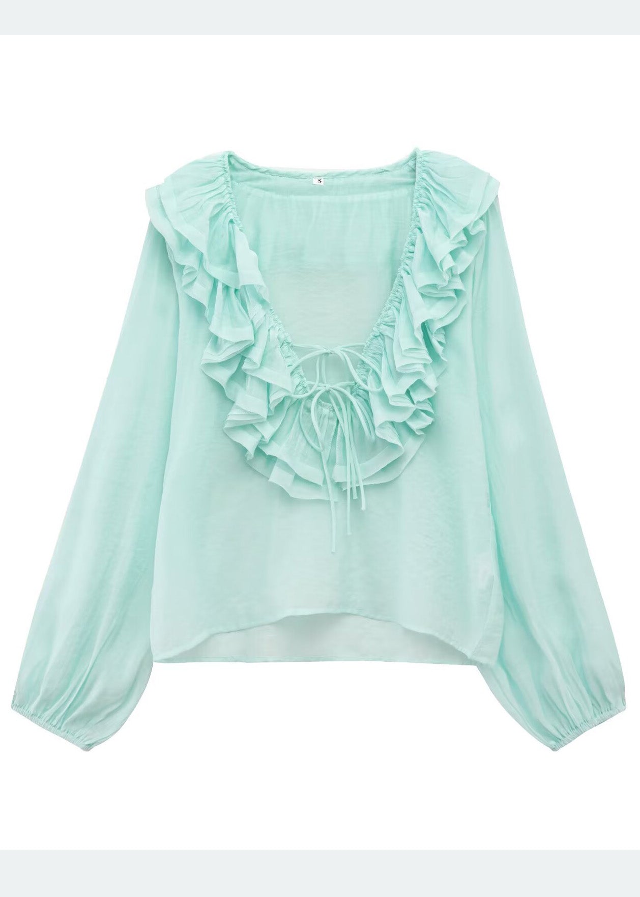Shirt Bohemian Blue Sky Cotton Ruffled Tops Summer FashionChic