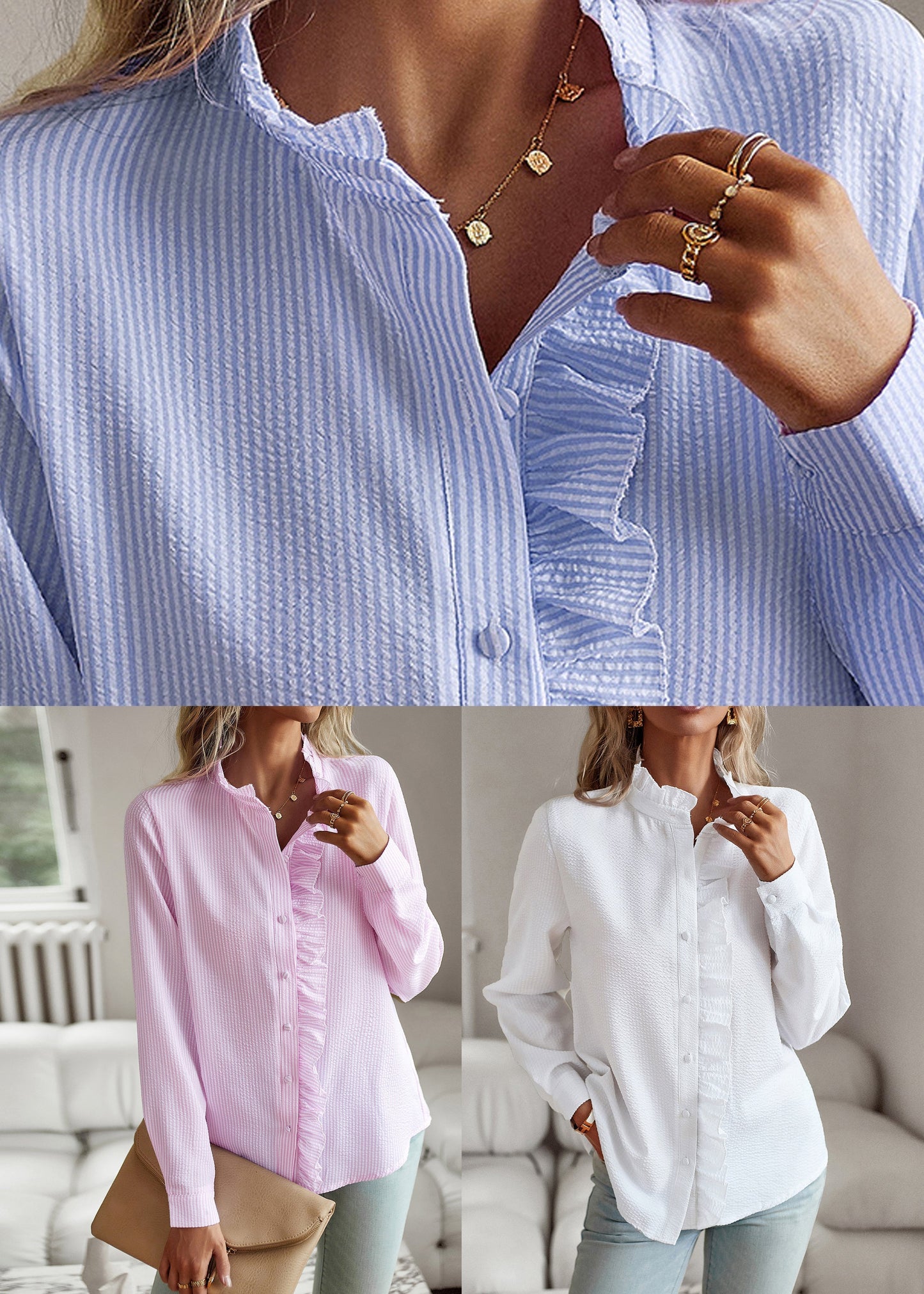 Shirts Bohemian White Fall Button Solid FashionChic