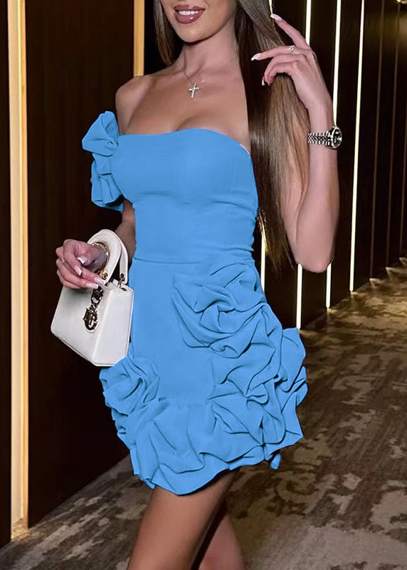 Strapless Summer Blue Dress Boho Backless Wraped FashionChic