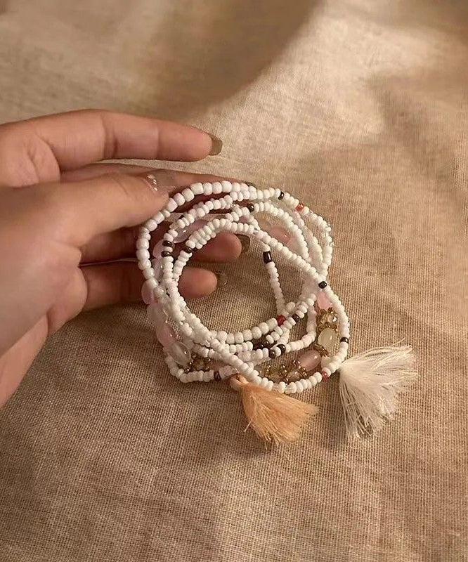 Bracelet Boho Hand Beading Multilayer Woven Tassel Charm Blue FashionChic