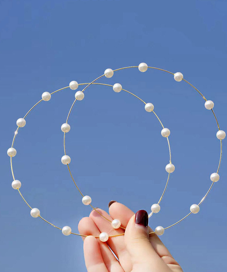 Boho Gold Copper Alloy Pearl Hoop Earrings YA031 ABC