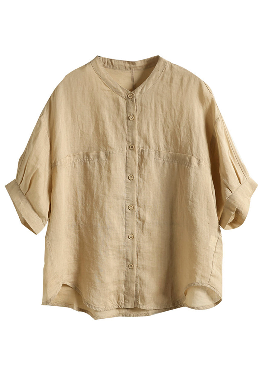 Green Summer Oversized Shirt Boho Top Linen FashionChic