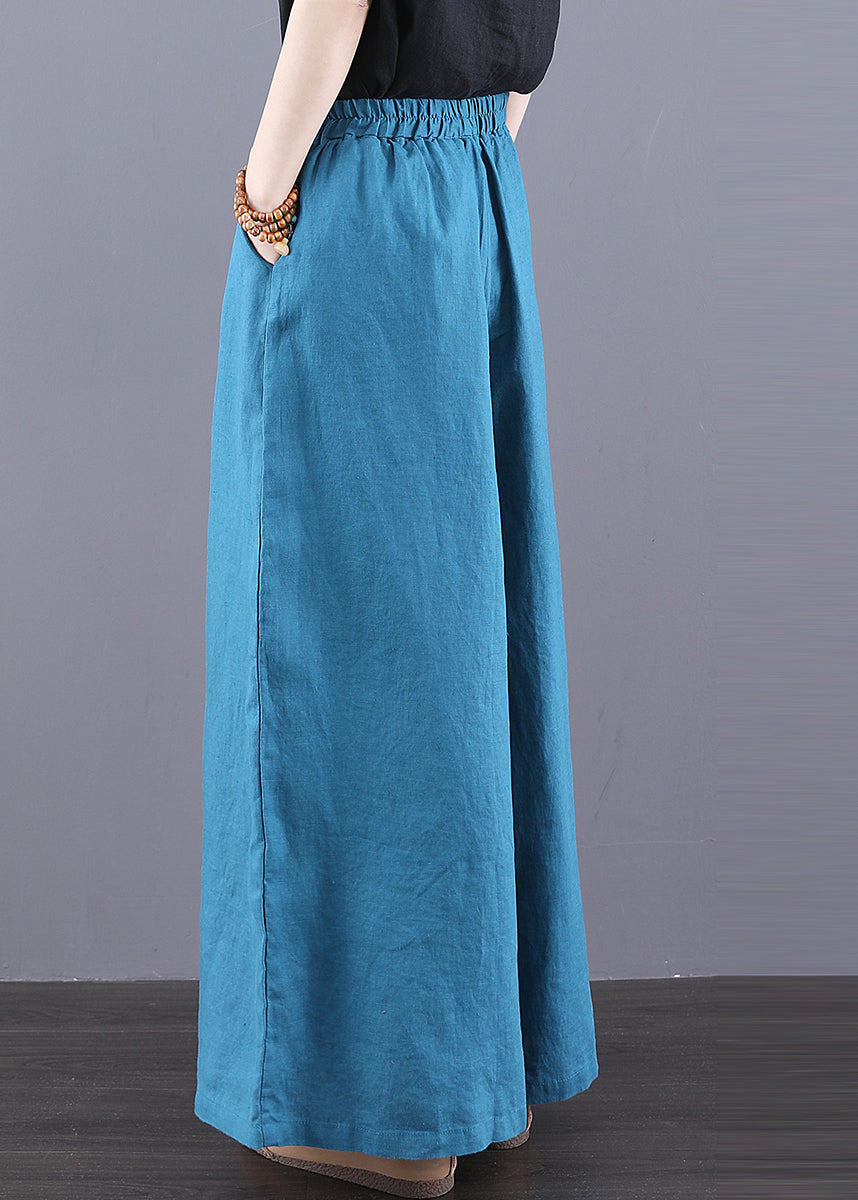 Pants Peacock Leg Boho Linen Blue Summer Wide Oversized FashionChic