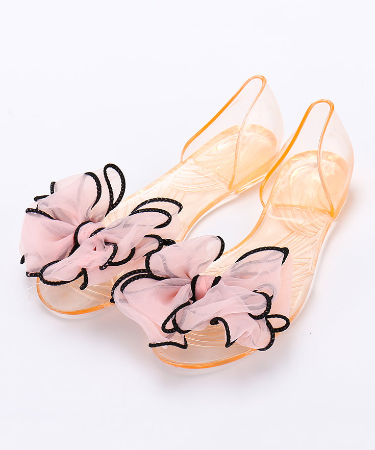 Flat Splicing Boho Red Sandals Clear Floral FashionChic