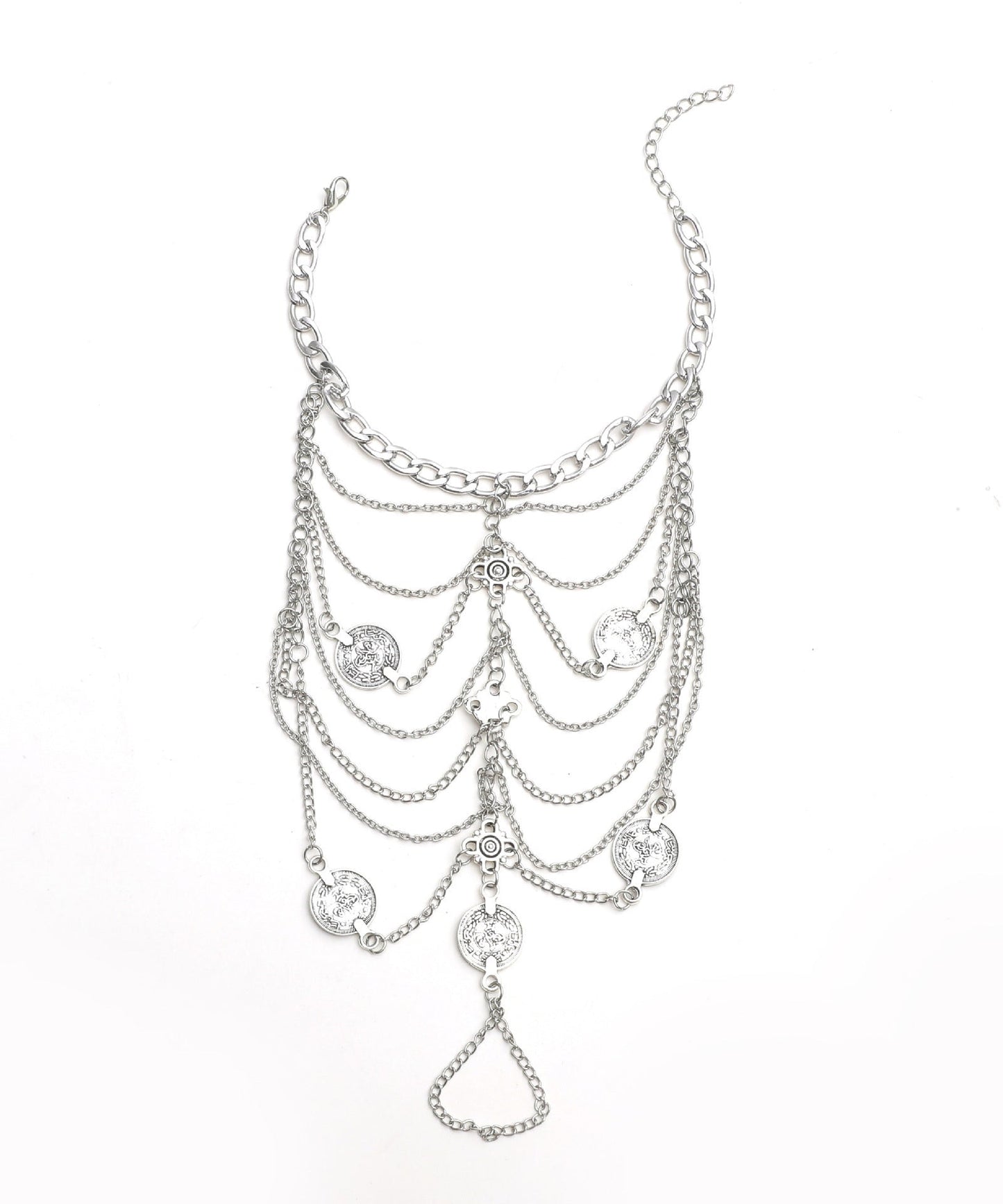 Boho Silk Metal Multilayer Tassel Anklets QU035 JEW-Ank241007