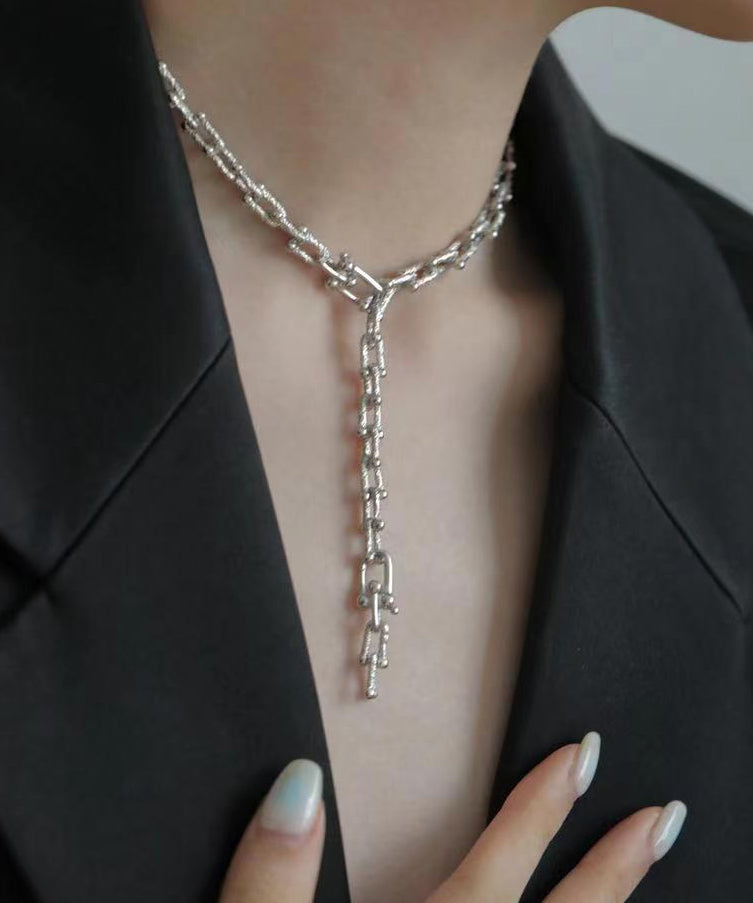 Boho Silk Sterling Silver Chain Pendant Necklace GH1030 Ada Fashion