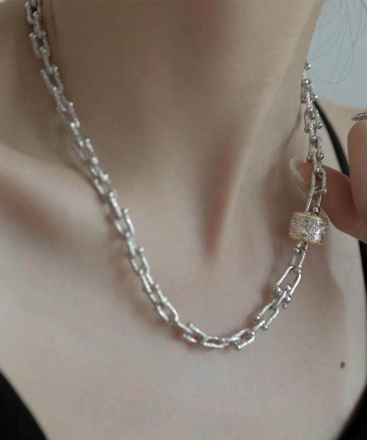 Boho Silk Sterling Silver Chain Pendant Necklace GH1030 Ada Fashion