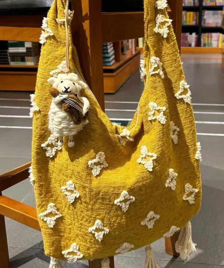 Boho Style Yellow Tassel Canvas Messenger Bag WI027 Bag-BGS241105