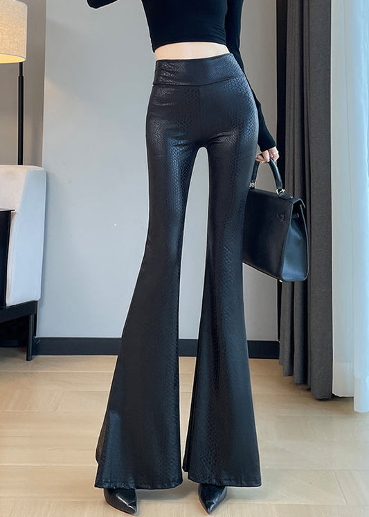 Boutique Black Serpentine Butt Scrunch Bell-bottom Trousers Spring YP033 ABC