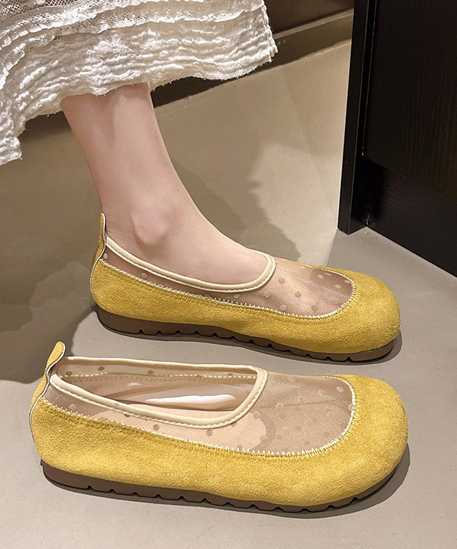 Splicing Breathable Mesh Yellow Boutique Platform Shoes Flat FashionChic