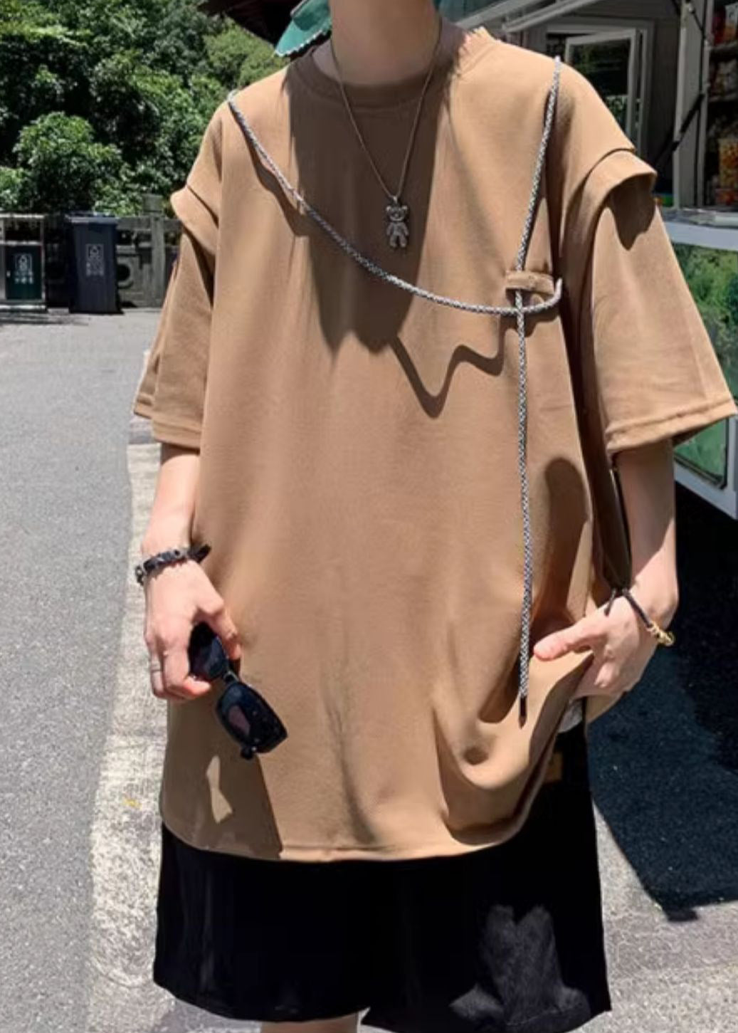 Summer Grunt Shirts Oversized Cotton Style Brown Men's Boutique FashionChic