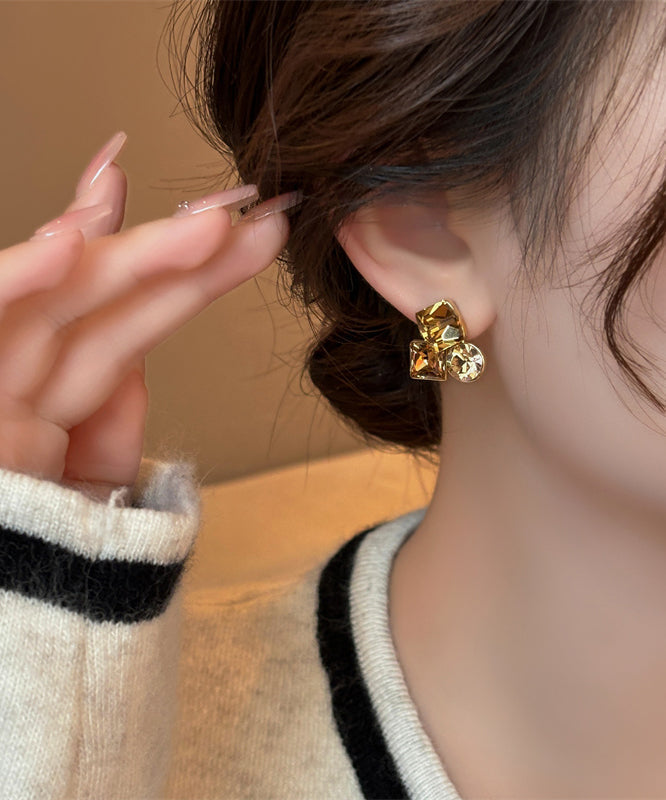 Boutique Gold Copper Alloy Crystal Stud Earrings YD004 ABC