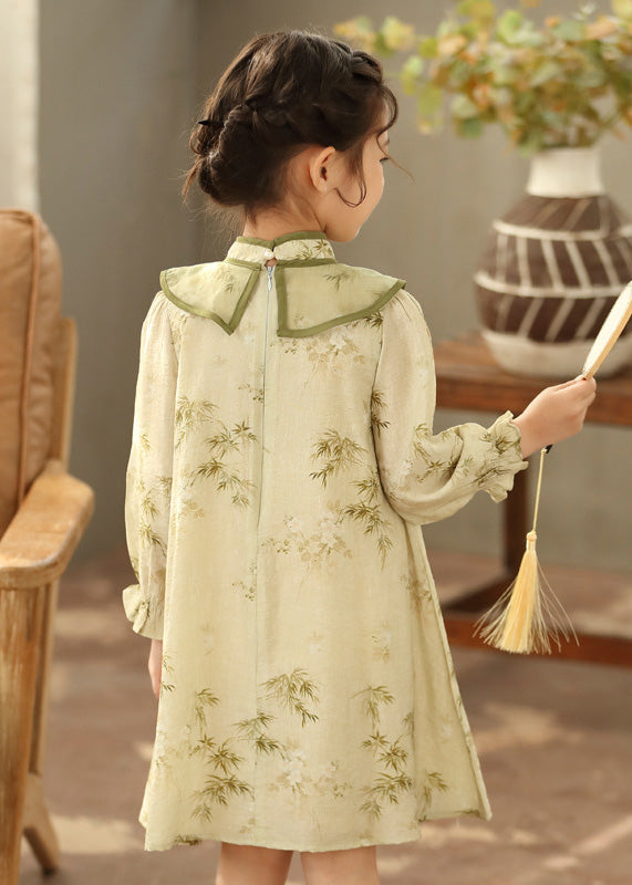 Tassel Sleeve Green Girls Maxi Lantern Dress Boutique FashionChic