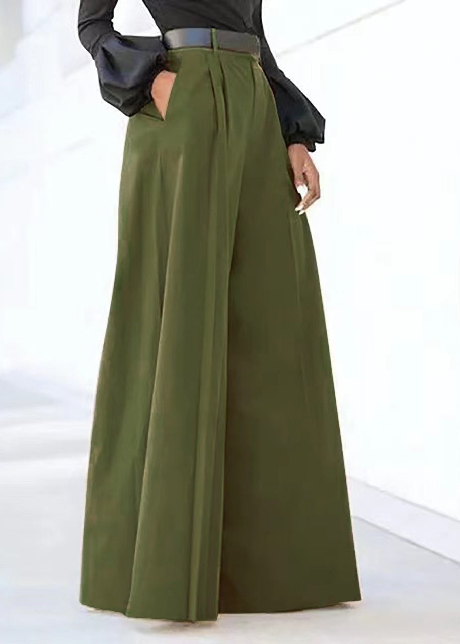 Grey Wide High Waist Pockets Boutique Spring Pants Leg FashionChic