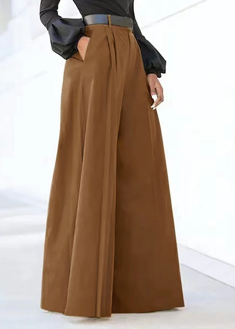 Grey Wide High Waist Pockets Boutique Spring Pants Leg FashionChic