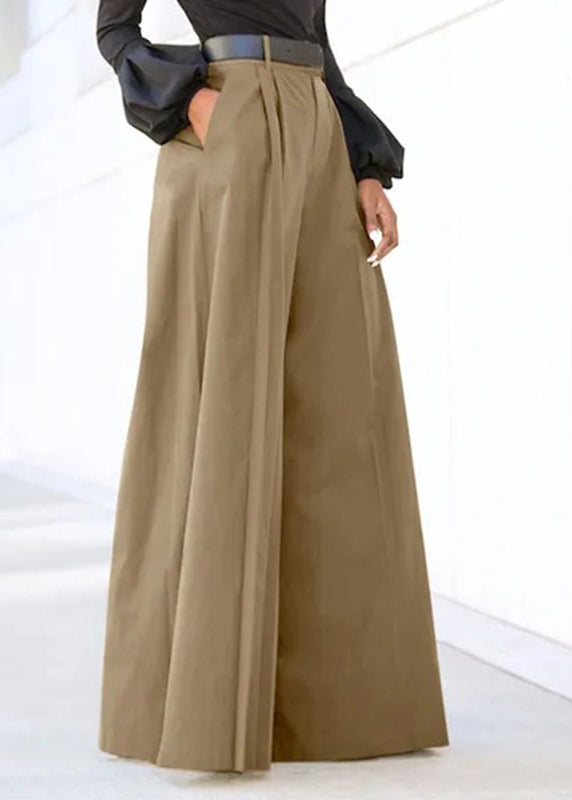 Grey Wide High Waist Pockets Boutique Spring Pants Leg FashionChic