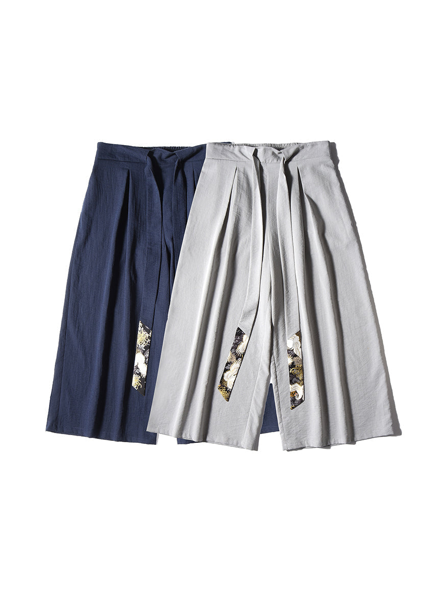 Boutique Navy Pockets Ribbon Patchwork Cotton Mens Pants Summer SA062 Men-casual-MENCP240726