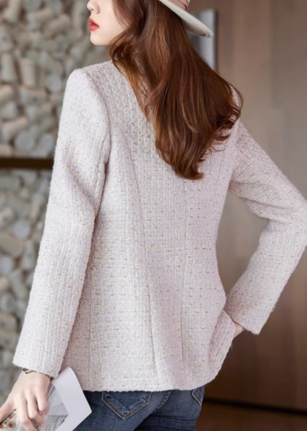 Boutique Pink Notched Woolen Coat Outwear Spring YJ040 ABC