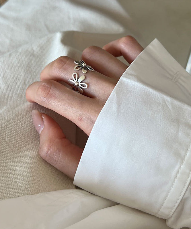 Boutique Silk Sterling Silver Floral Rings KX1015 Ada Fashion