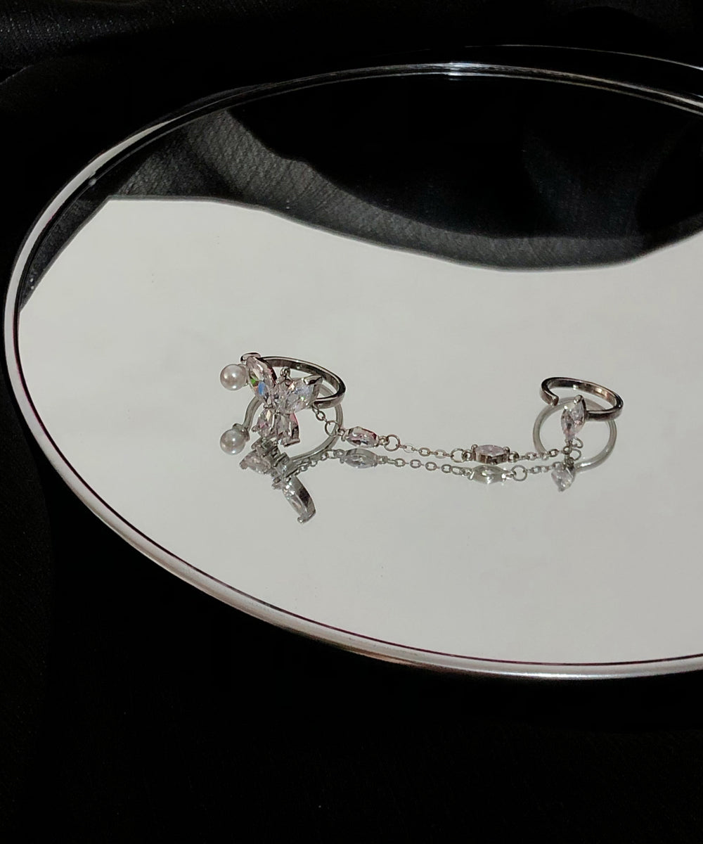 Boutique White Alloy Zircon Butterfly Tassel Rings GH1077 Ada Fashion