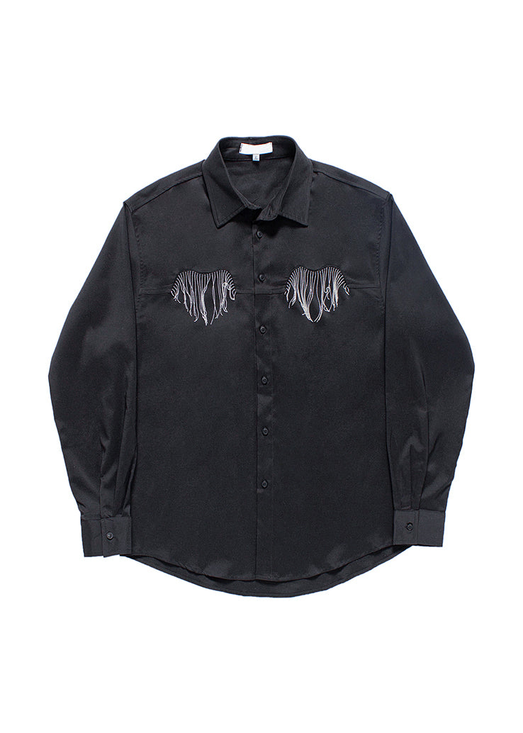 Boutique White Peter Pan Collar Cotton Mens Shirt Long Sleeve HG023 Men-Silk-MENLTP240725