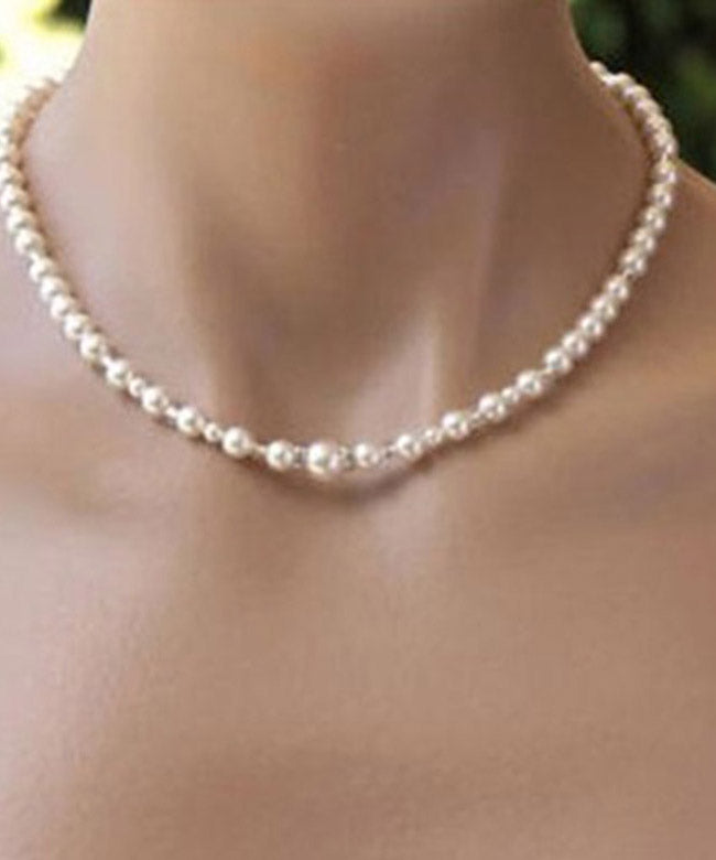 Boutique White Stainless Steel Pearl Chain Tassel Lariat Necklace YA012 ABC