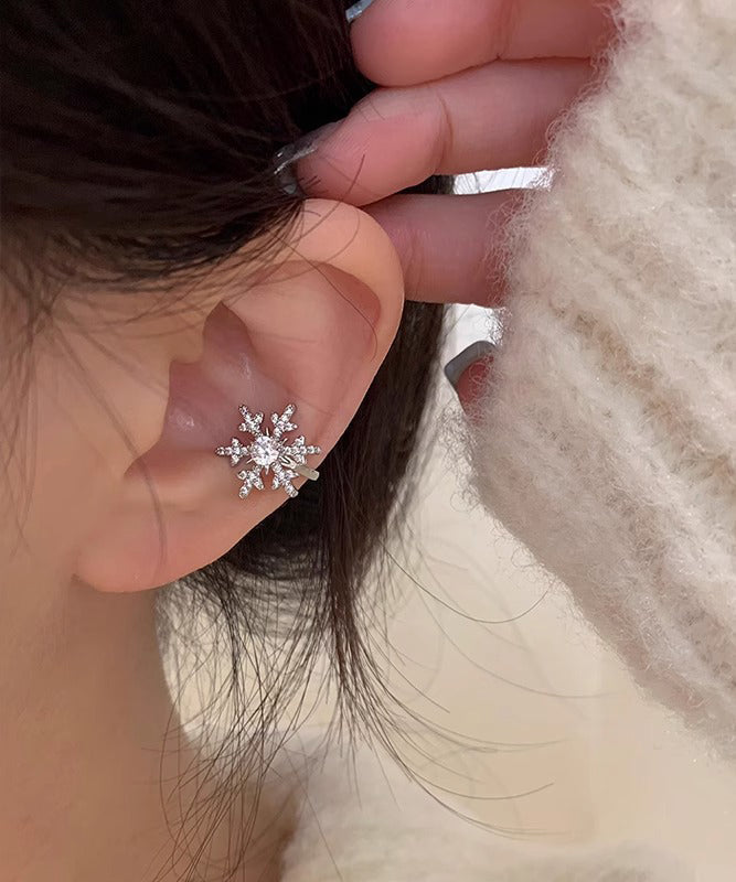 Boutique White Stainless Steel Zircon Snow Stud Earrings YD019 ABC