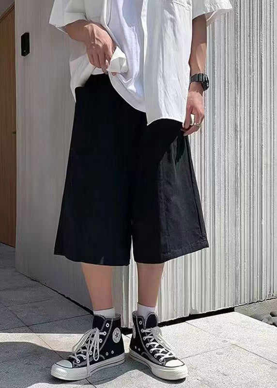 Brief Beige Elastic Waist Mens Wide Leg Pants Summer YT003 Men-Silk-MENCP240721