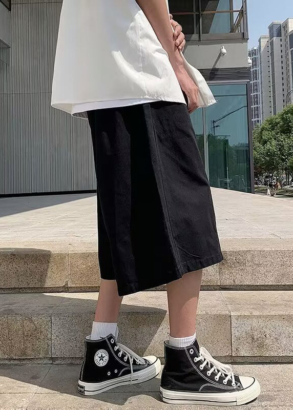 Brief Beige Elastic Waist Mens Wide Leg Pants Summer YT003 Men-Silk-MENCP240721