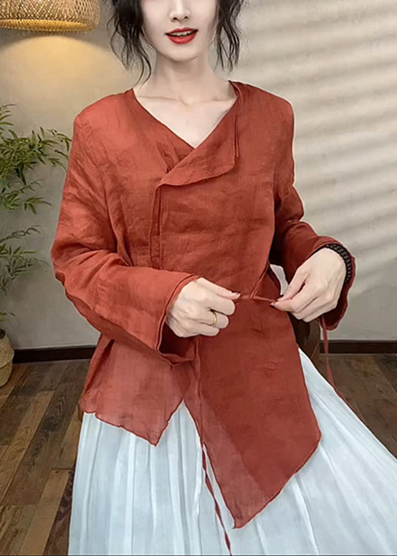 Asymmetrical Spring Brief Top Patchwork Red FashionChic