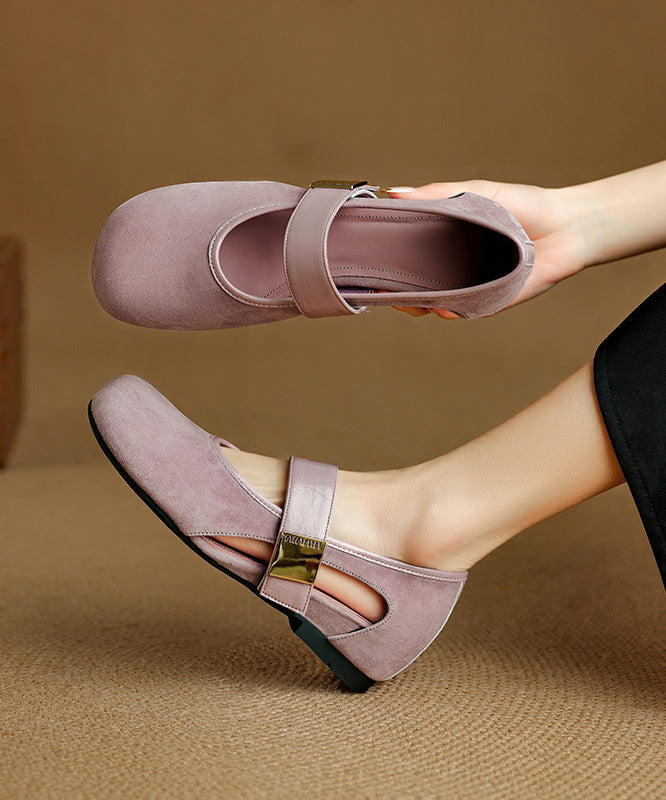 Strap Brown Suede Shoes Women Buckle Wedge Splicing FashionChic