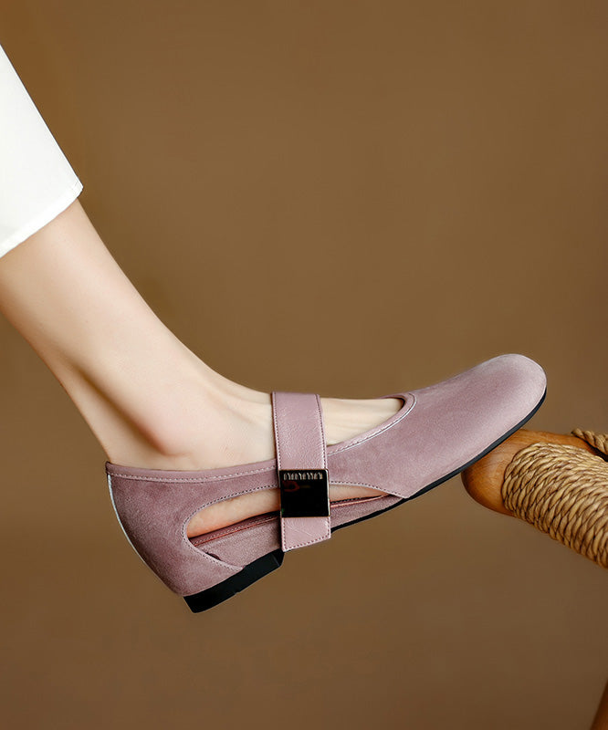 Strap Brown Suede Shoes Women Buckle Wedge Splicing FashionChic