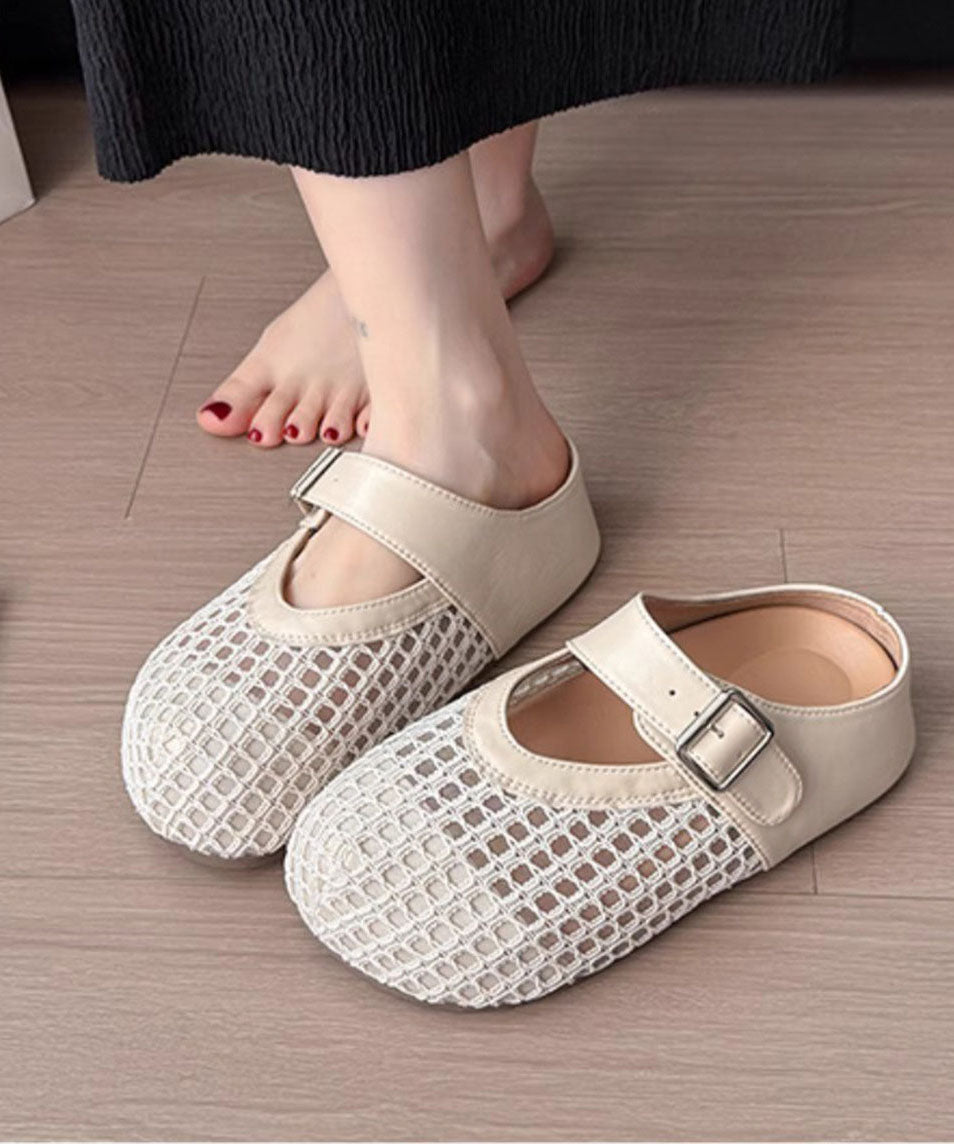 Faux Splicing Platform Brown Leather Fashion Slide Sandals FashionChic