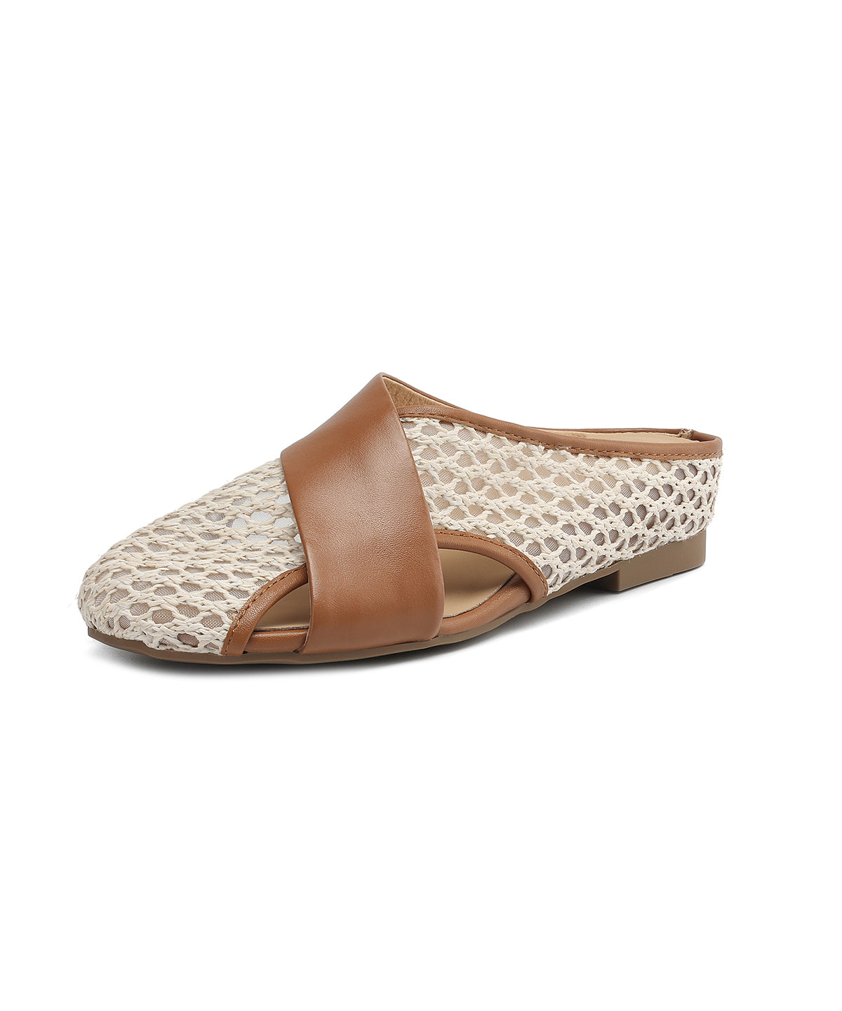New Slide Sheepskin Sandals Breathable Brown Splicing Mesh FashionChic