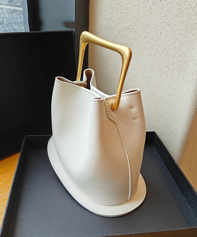 Casual Beige Calf Leather Tote Handbag MM037 Bag-BGS240620