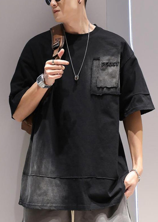 Apparel Casual Men T Cotton Shirts Dye Tie Black Oversized Summer FashionChic