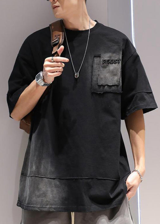 Apparel Casual Men T Cotton Shirts Dye Tie Black Oversized Summer FashionChic