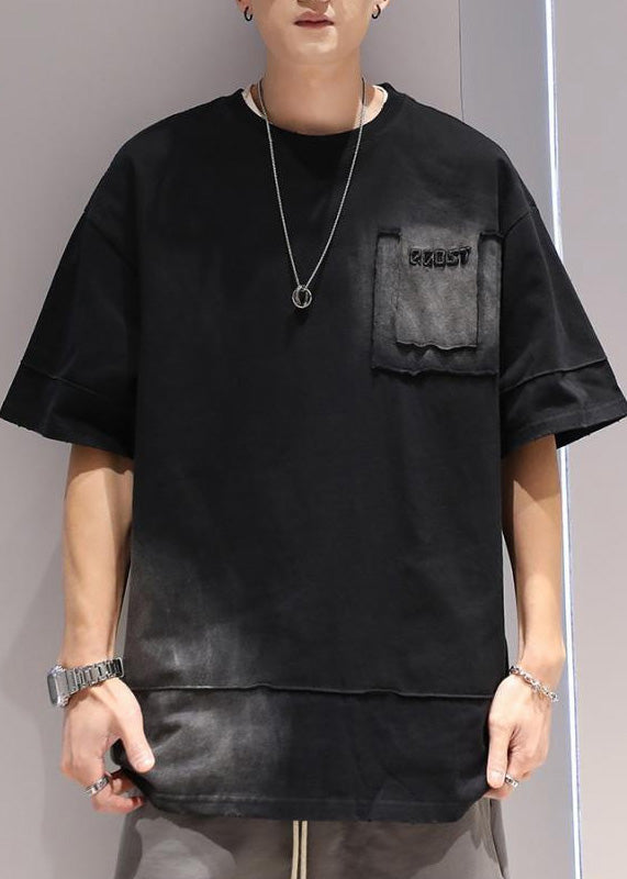 Apparel Casual Men T Cotton Shirts Dye Tie Black Oversized Summer FashionChic