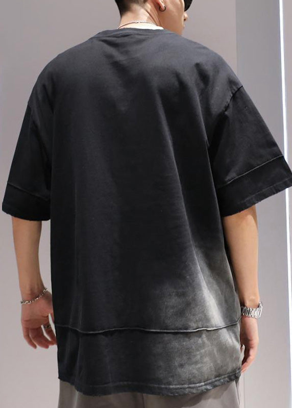 Apparel Casual Men T Cotton Shirts Dye Tie Black Oversized Summer FashionChic