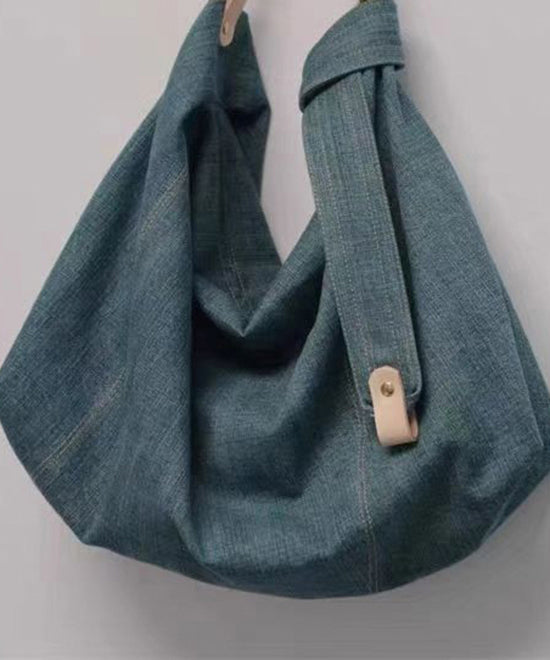 Casual Blue Large Capacity Solid Durable Denim Satchel Handbag QF018 Bag-BGS241017