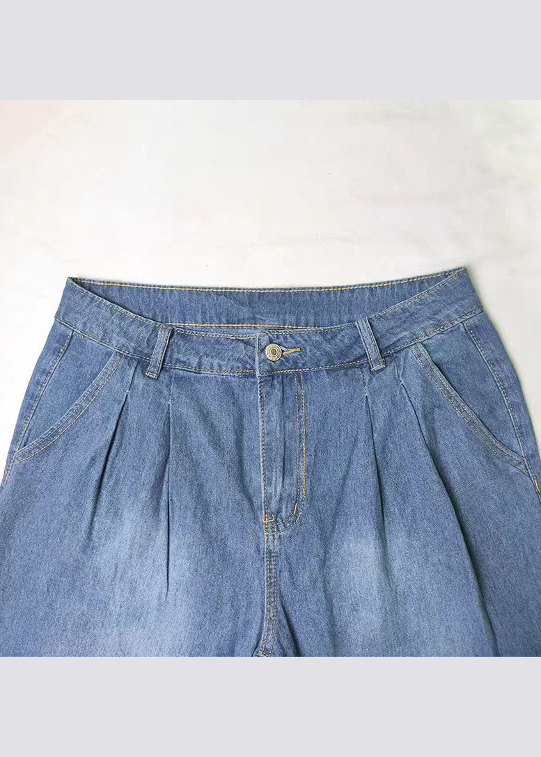 Casual Blue Pockets Denim Wide Leg Pants Spring QQ1065 Ada Fashion