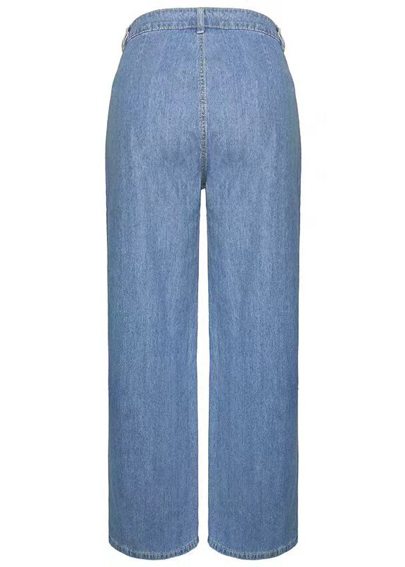 Casual Blue Pockets Denim Wide Leg Pants Spring QQ1065 Ada Fashion
