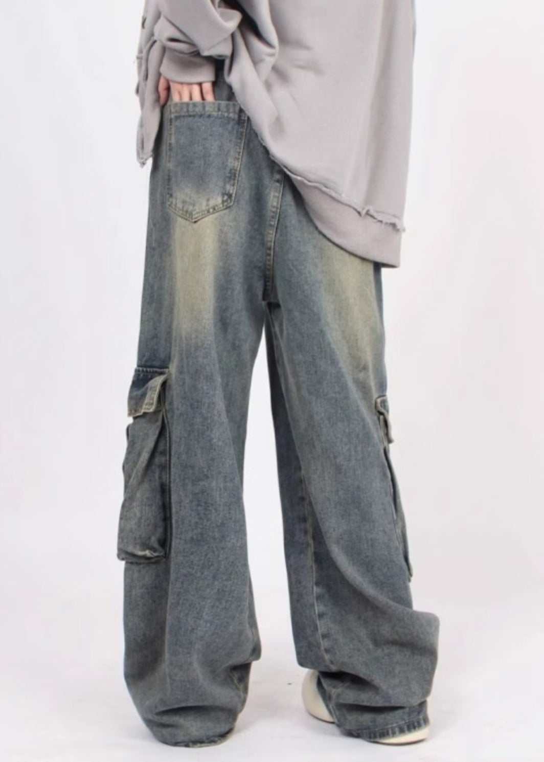 Casual Denim Blue Patchwork Pockets Men Straight Pants Summer SA031 Men-casual-MENP240726