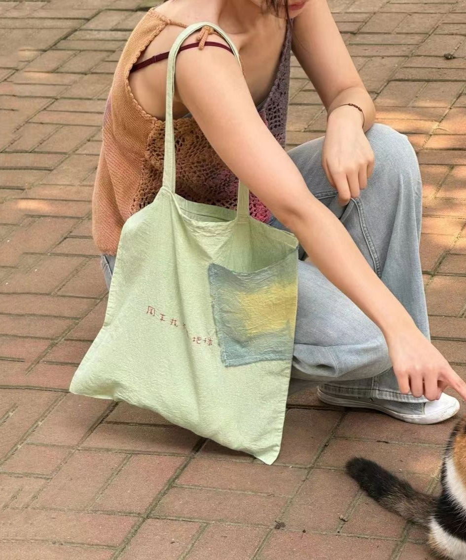 Casual Green Embroideried Canvas Satchel Handbag WI034 Bag-BGS241105